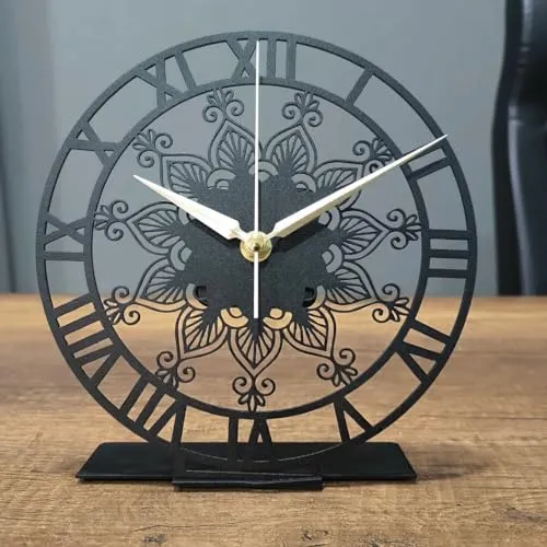 Cartvilla Classic Tabletop Office Clock, Metal Desktop Clock, Mid Century Clock Gift, Home Office Clock,Shelf Silent Clock,New Home Gift,Business Gift