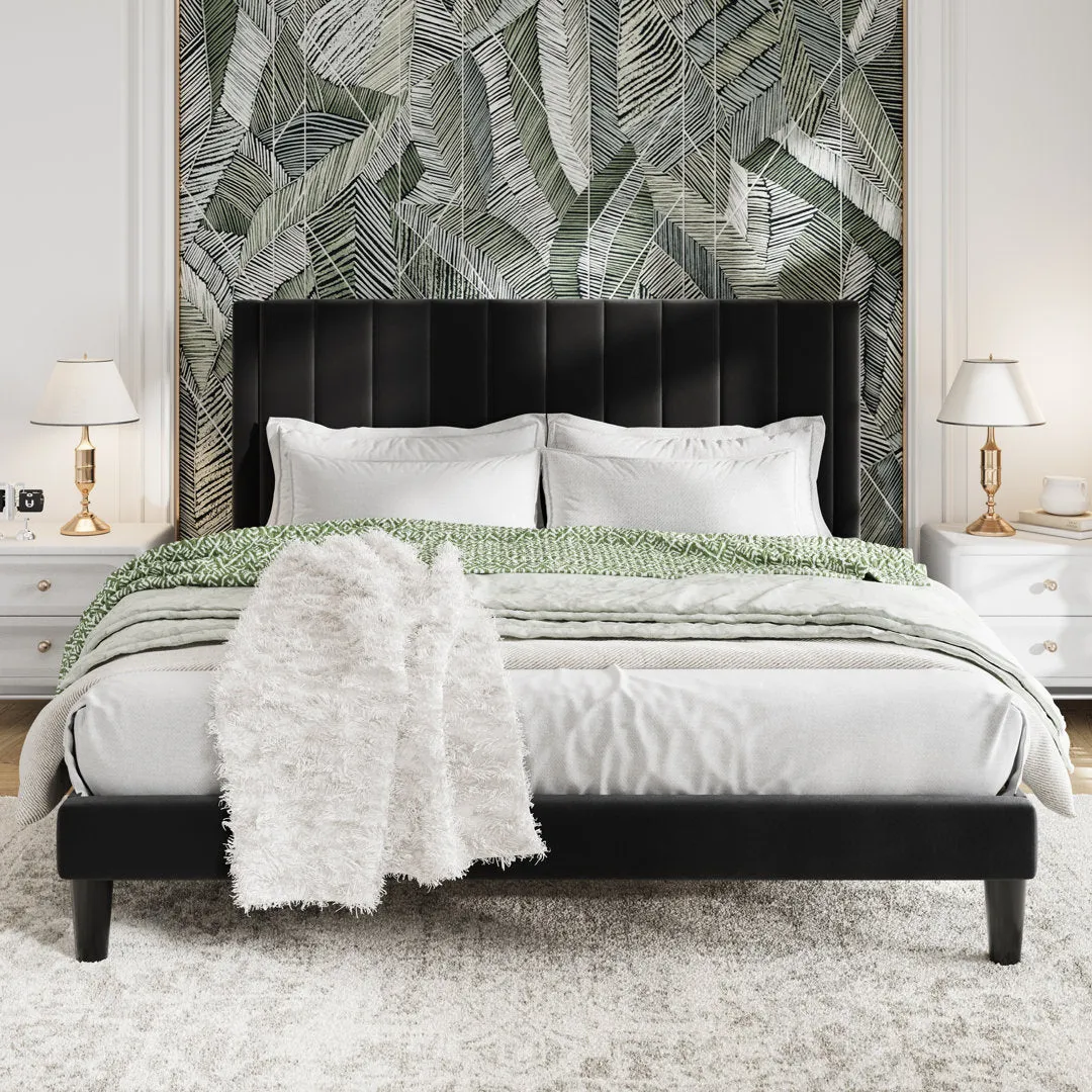 Cleo Velvet Upholstered Platform Bed Kelly Clarkson Home Color: Black Size: King