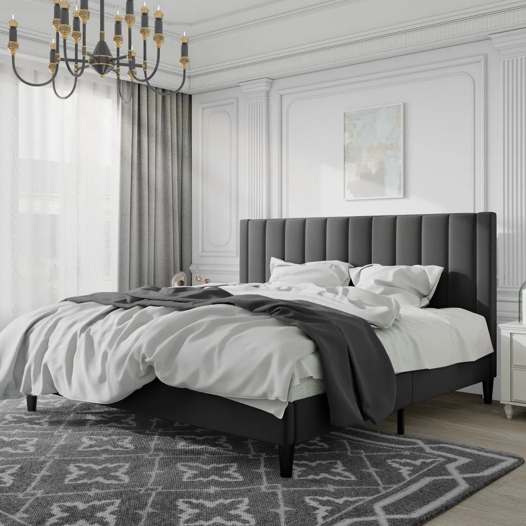 Cleo Velvet Upholstered Platform Bed Kelly Clarkson Home Color: Black Size: King