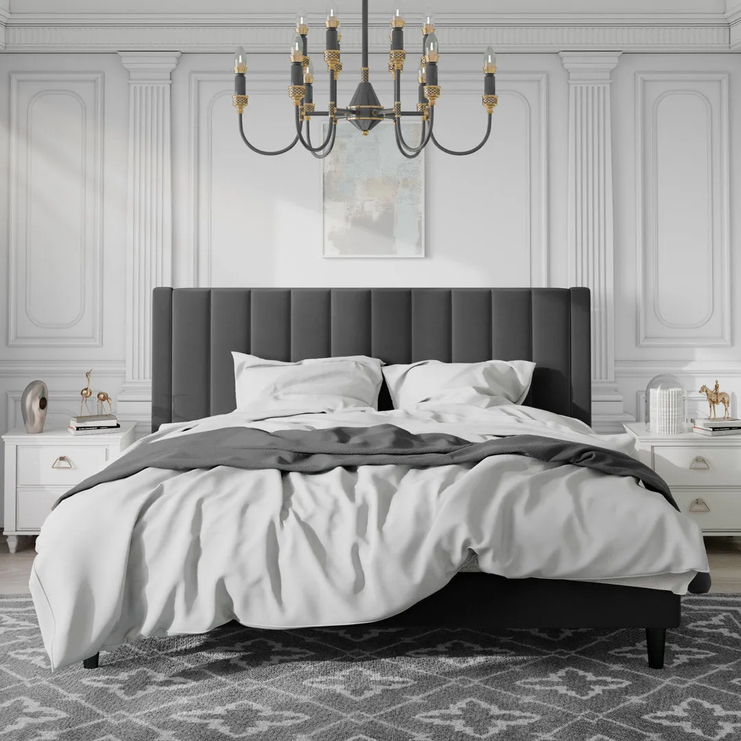 Cleo Velvet Upholstered Platform Bed Kelly Clarkson Home Color: Black Size: King
