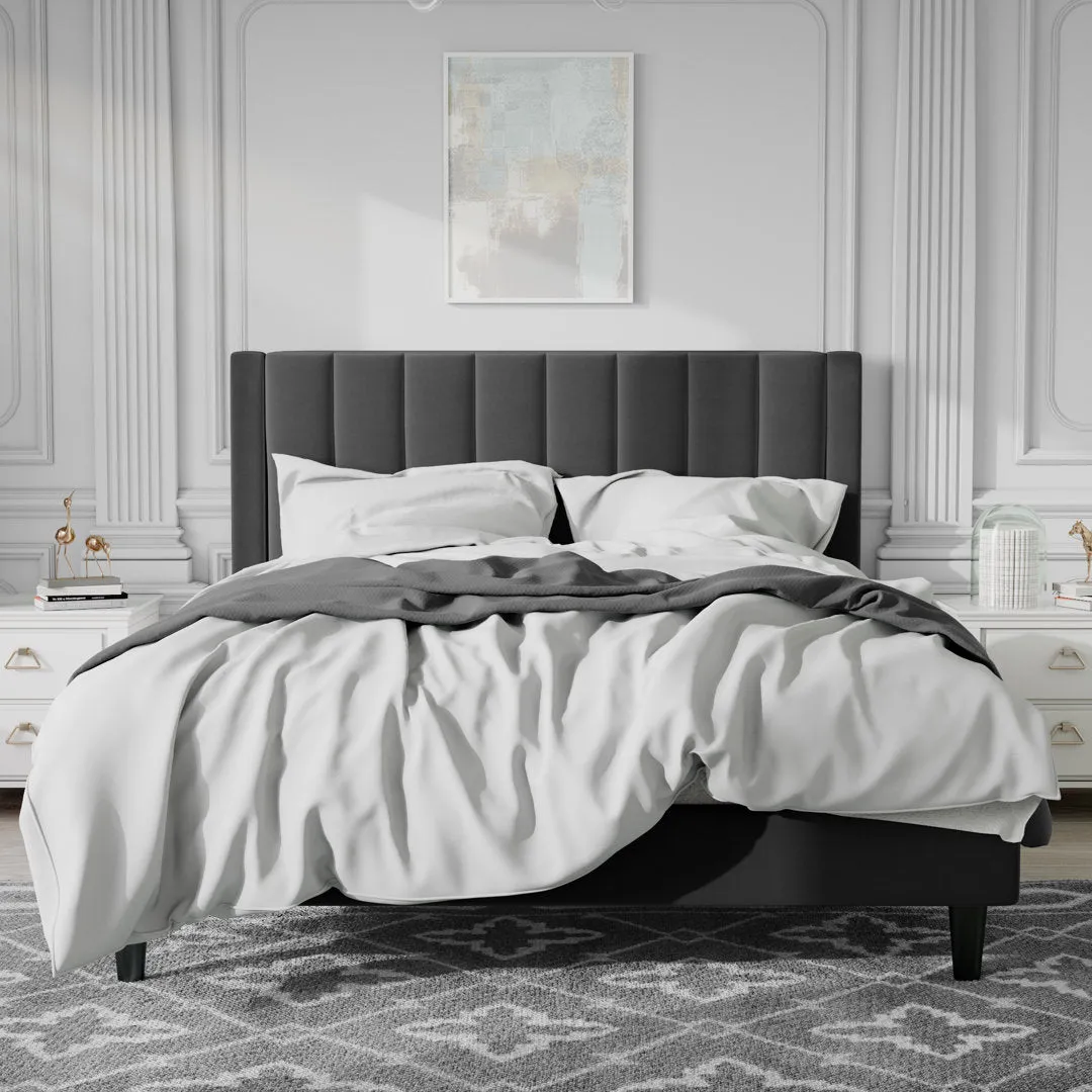 Cleo Velvet Upholstered Platform Bed Kelly Clarkson Home Color: Black Size: Queen