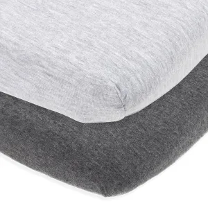 Cotton Jersey Cradle / Co Sleeper Fitted Sheets, 2 Pack – Heather Grey