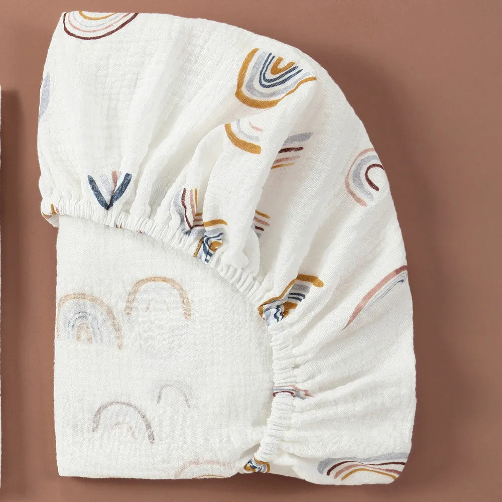 Cotton Warm-Toned Patterned Baby Bassinet Sheets