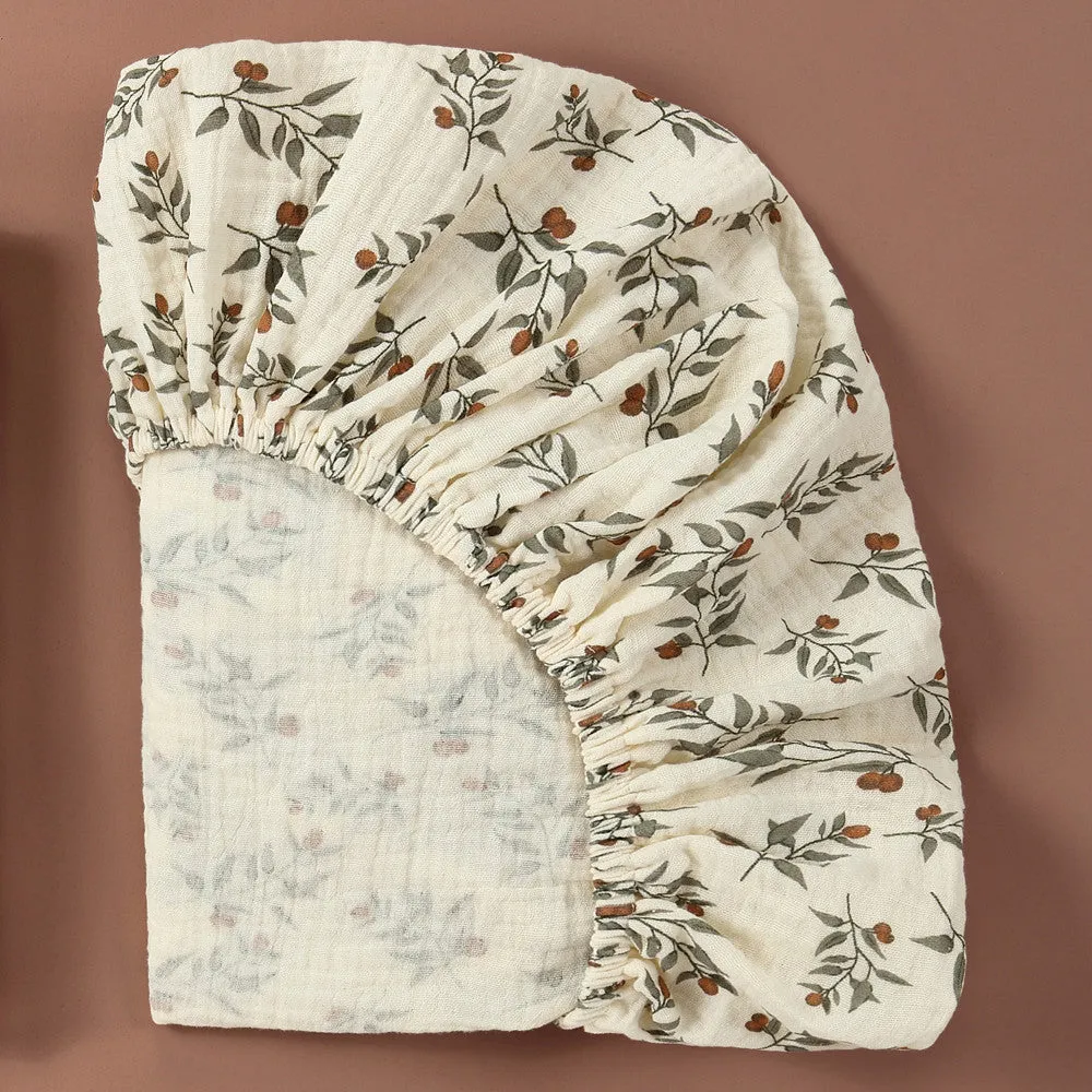 Cotton Warm-Toned Patterned Baby Bassinet Sheets