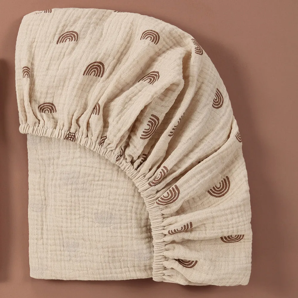 Cotton Warm-Toned Patterned Baby Bassinet Sheets
