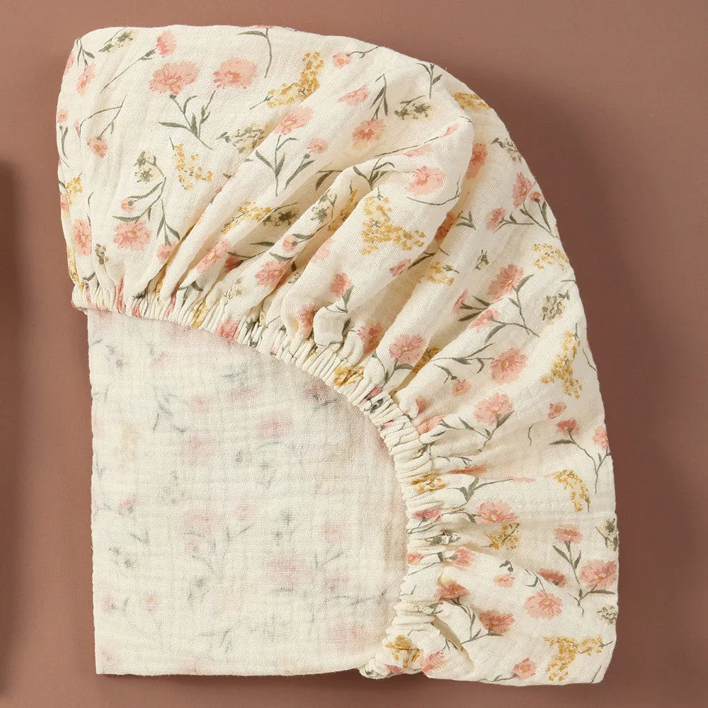 Cotton Warm-Toned Patterned Baby Bassinet Sheets