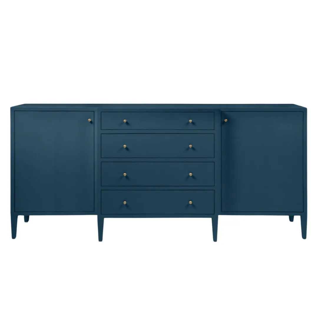 Crane Beach Raffia Deep Drawer Buffet - Navy Blue. Two Sizes