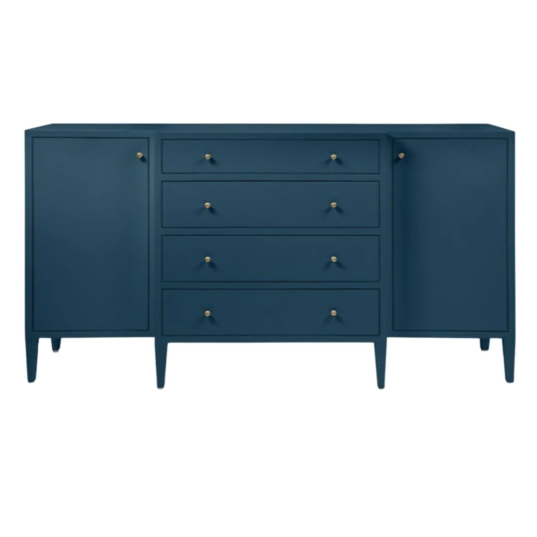 Crane Beach Raffia Deep Drawer Buffet - Navy Blue. Two Sizes
