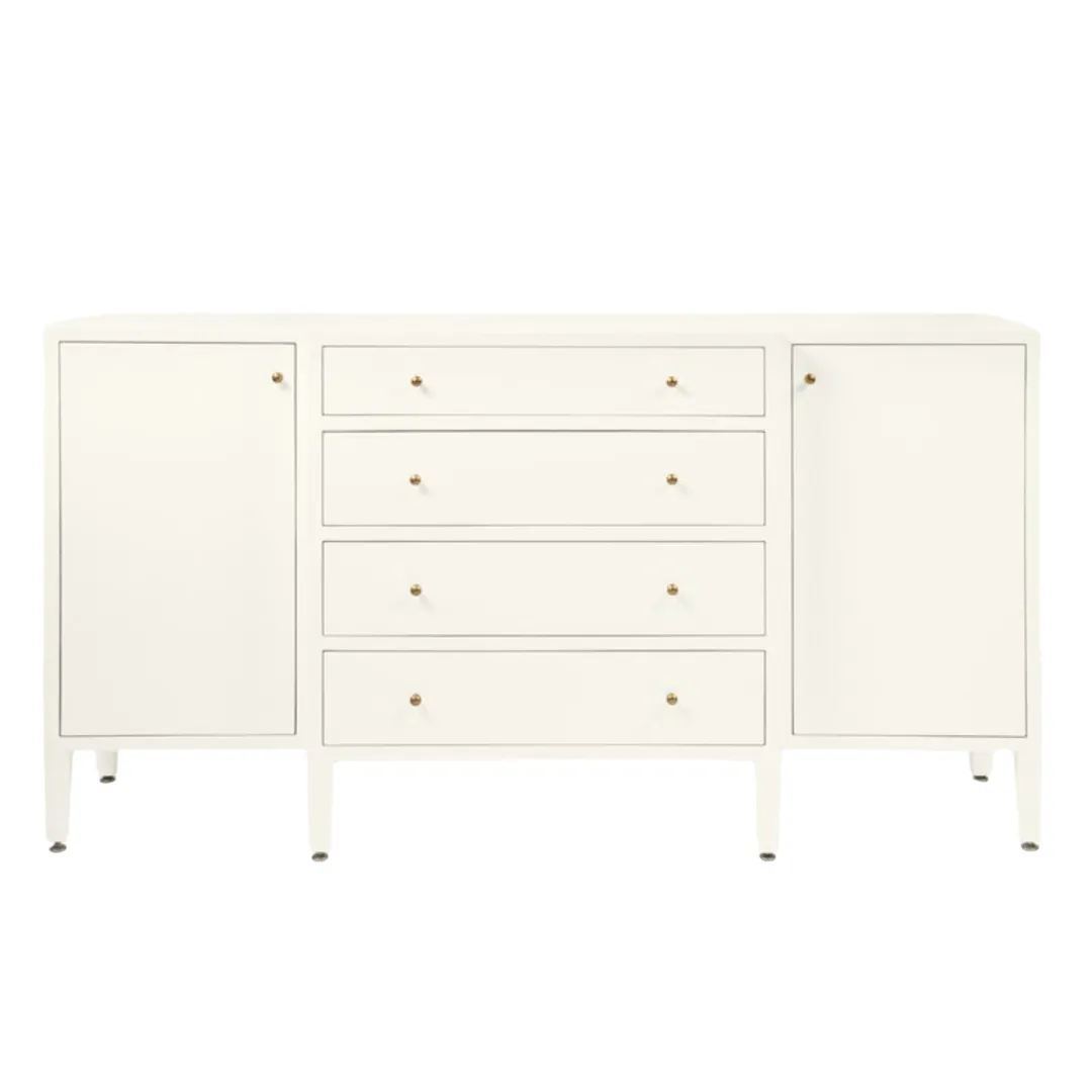 Crane Beach Raffia Deep Drawer Buffet - Pristine White. Two Sizes