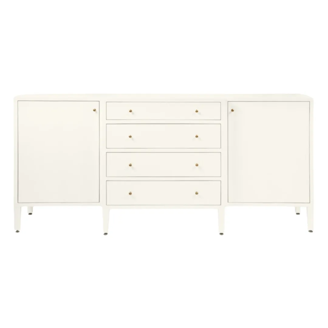 Crane Beach Raffia Deep Drawer Buffet - Pristine White. Two Sizes