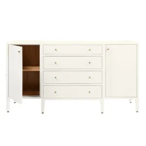 Crane Beach Raffia Deep Drawer Buffet - Pristine White. Two Sizes