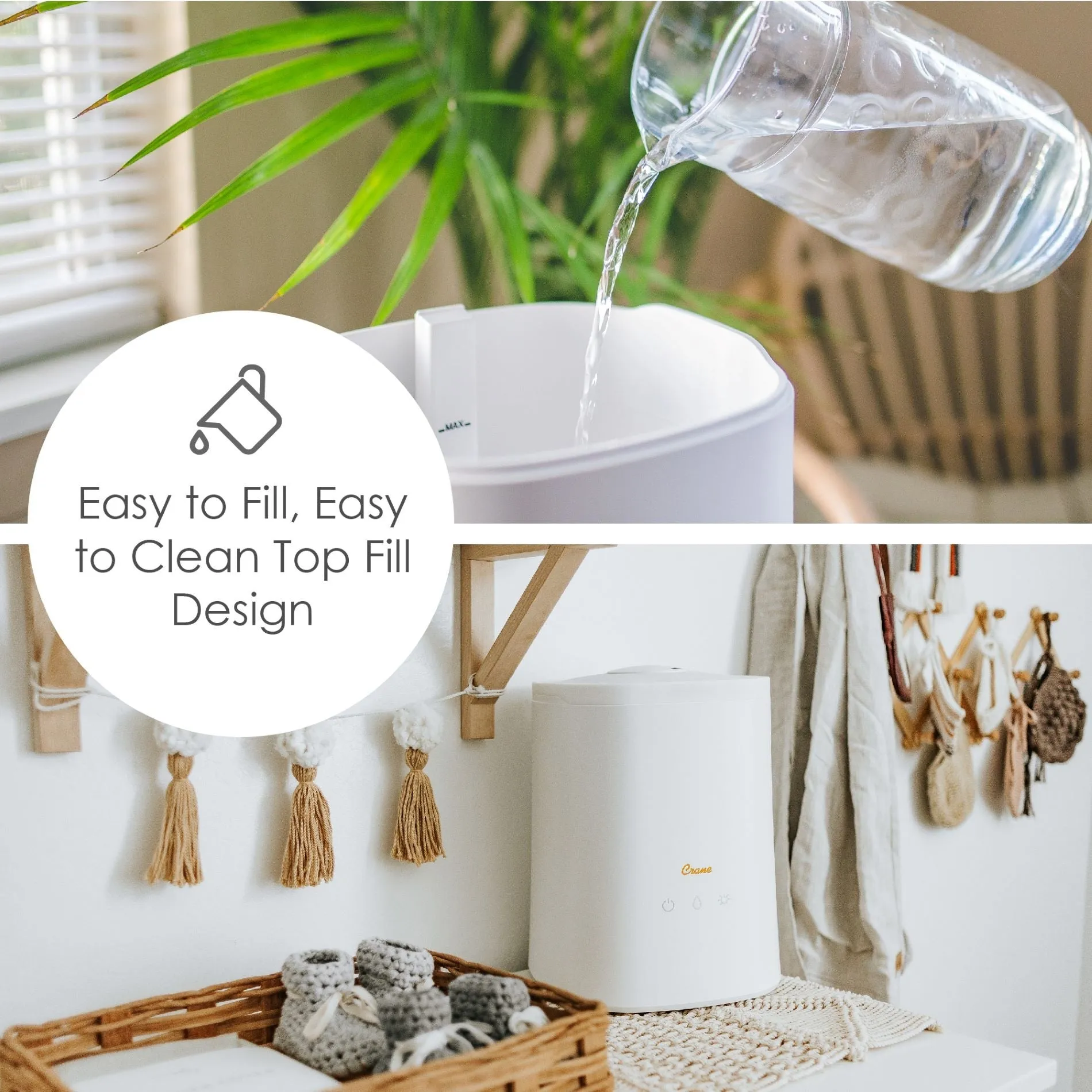 Crane Top Fill Cool Mist Humidifier White
