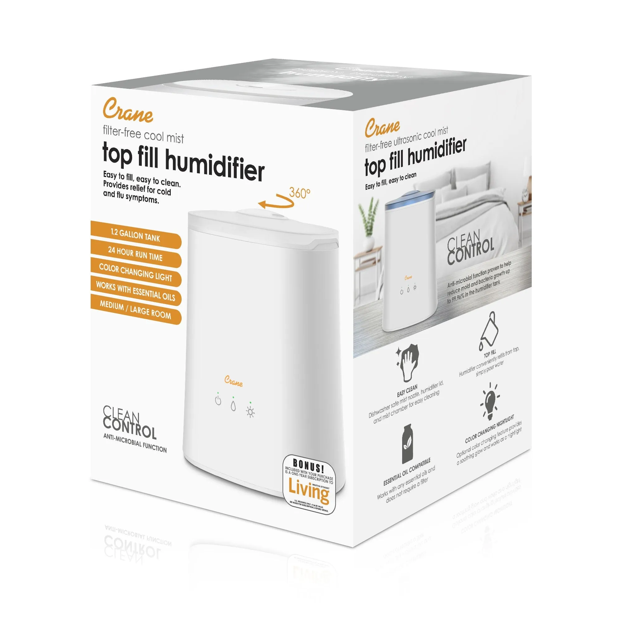 Crane Top Fill Cool Mist Humidifier White