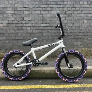 Cult 2025 Juvenile 16 Inch Bike White with Purple Camo Vans Tyres