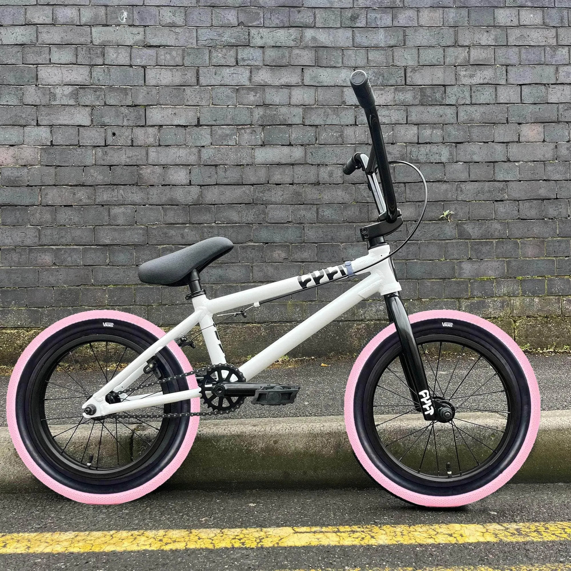 Cult 2025 Juvenile 16 Inch Bike White with Rose Pink Vans Tyres