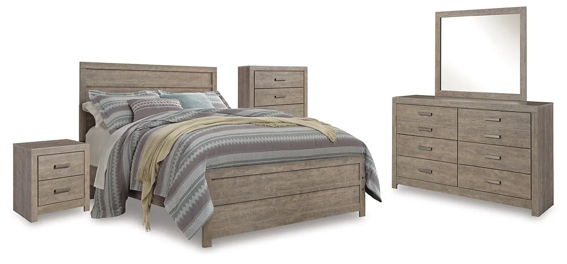 Culverbach Queen Panel Bed with Mirrored Dresser, Chest and Nightstand
