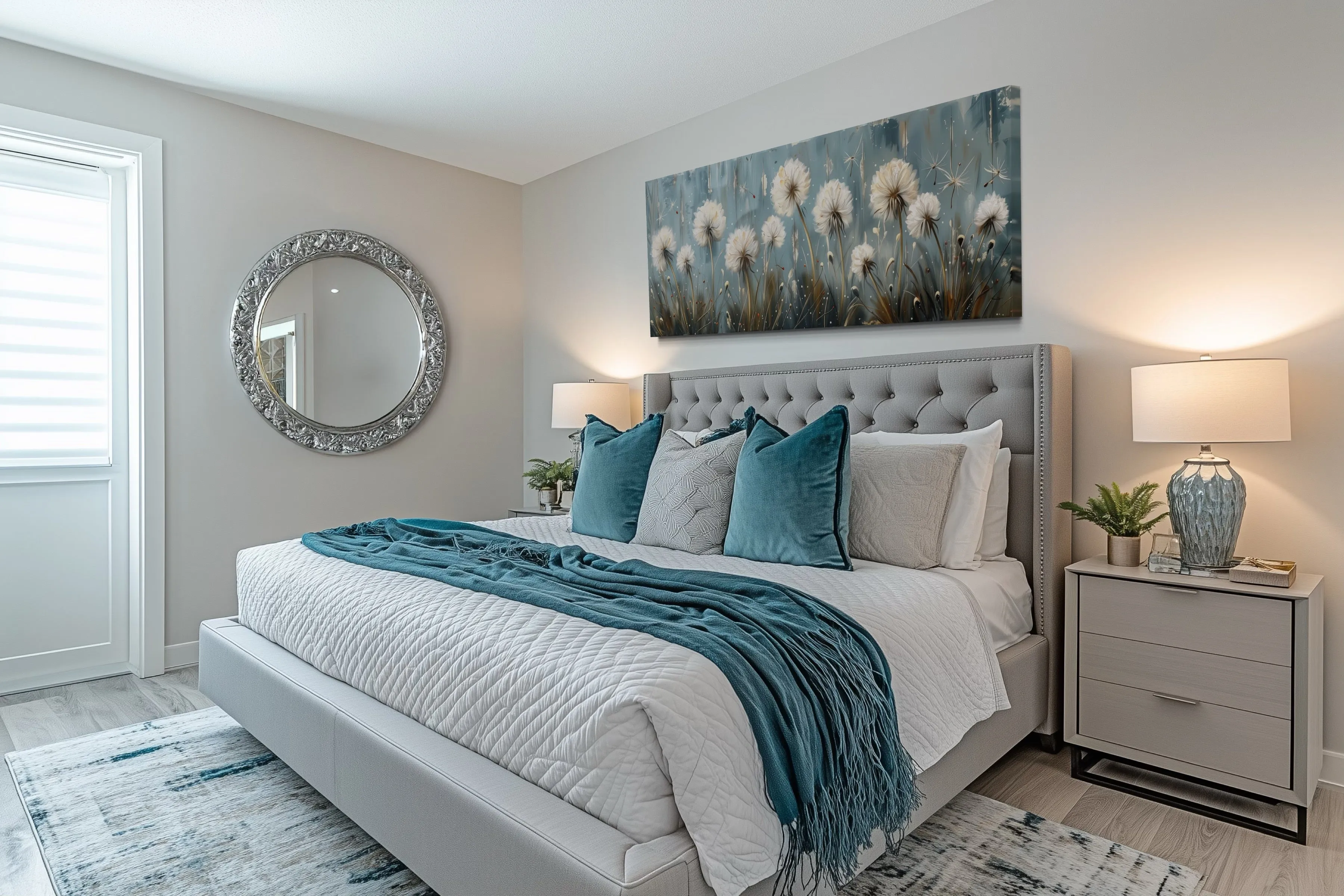 Dandelions Painting On Distressed Wood Horizontal Farmhouse Wall Art
