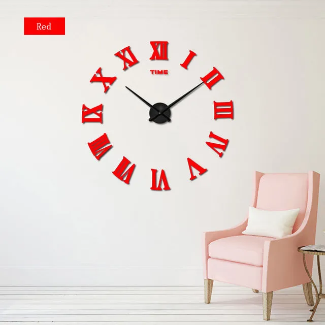 DIY Roman Numeral  Wall Clocks-Red,Black,Gray,Blue,Pink,Silvery,Gold,Chocolate