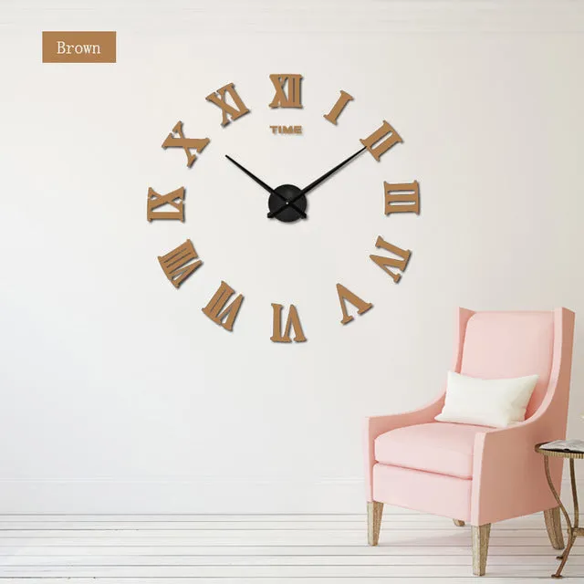 DIY Roman Numeral  Wall Clocks-Red,Black,Gray,Blue,Pink,Silvery,Gold,Chocolate