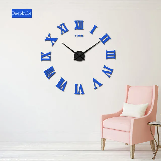 DIY Roman Numeral  Wall Clocks-Red,Black,Gray,Blue,Pink,Silvery,Gold,Chocolate
