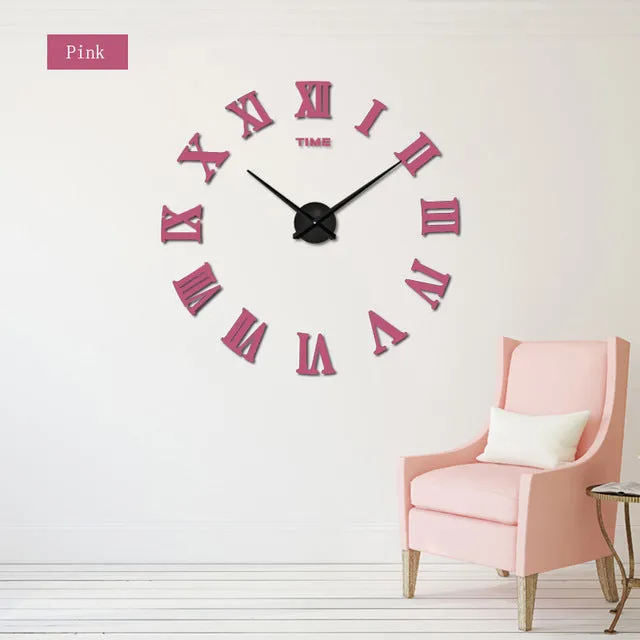 DIY Roman Numeral  Wall Clocks-Red,Black,Gray,Blue,Pink,Silvery,Gold,Chocolate