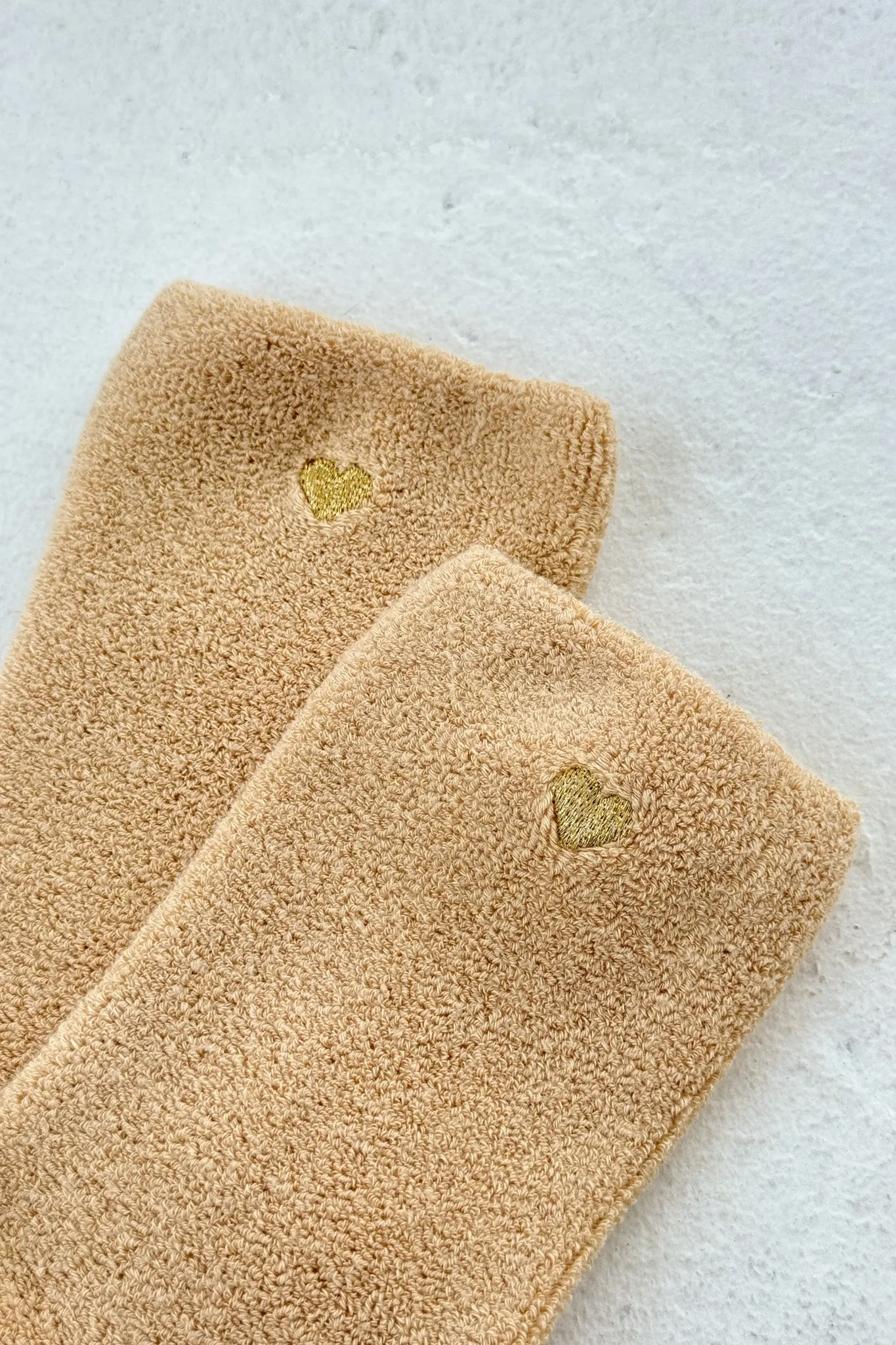 Embroidered Cloud Socks - French Vanilla   Gold Heart