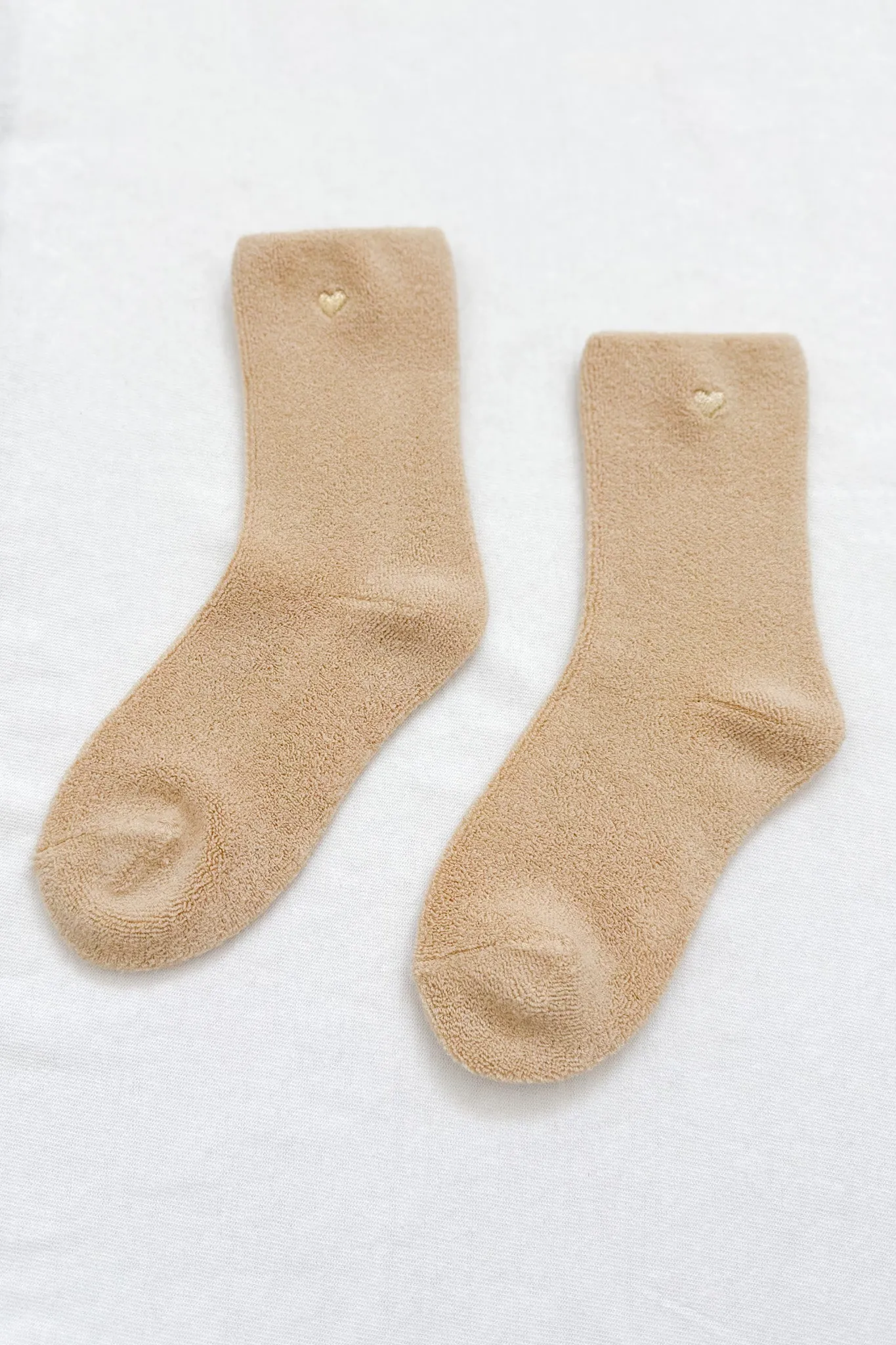 Embroidered Cloud Socks - French Vanilla   Gold Heart