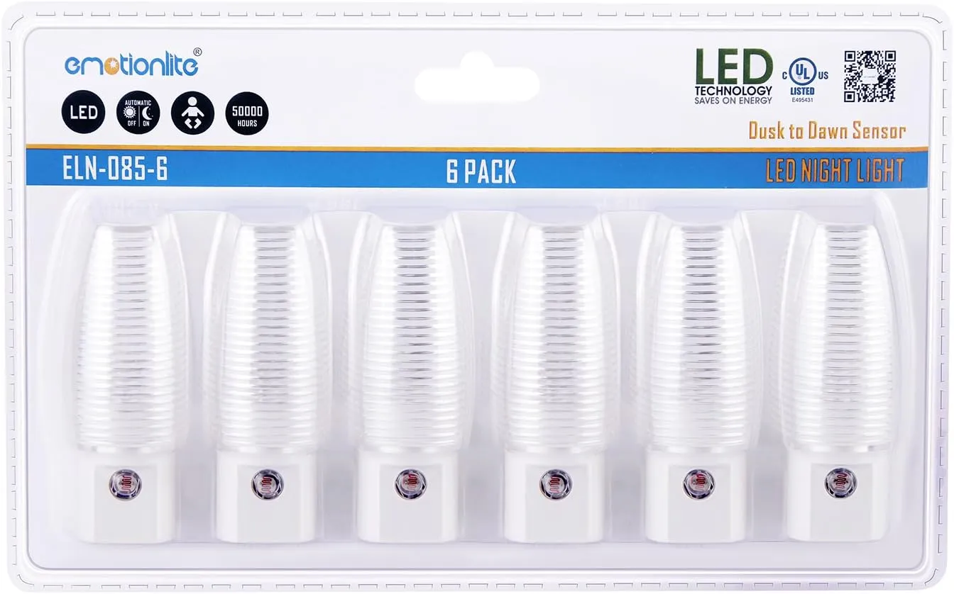 Emotionlite Plug in Night Light, Warm White LED Nightlights, Dusk to Dawn Sen...