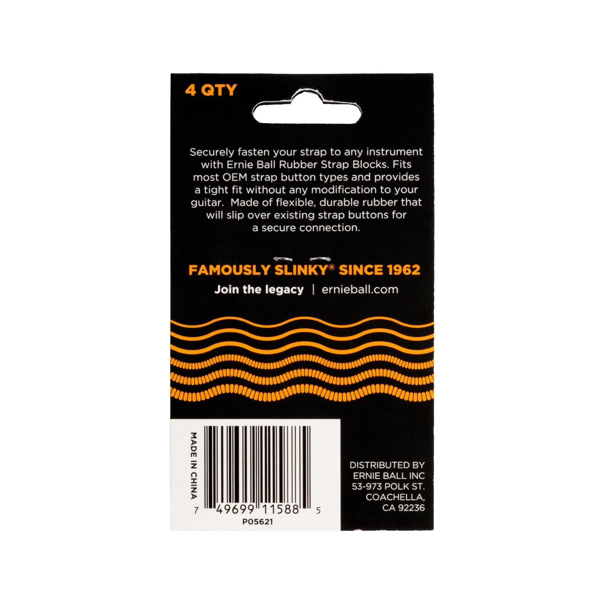 Ernie Ball Rubber Strap Blocks, 4-Pack, Orange
