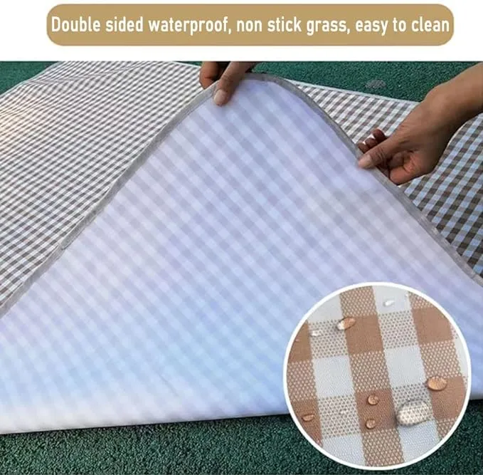 Extra Large Picnic Blanket Beach Blankets, Outdoor Foldable Waterproof Sand Mat for Beach Camping Hiking Travel Family Concerts Grass Park Music Festival Lawn Mats (Brown, 80x80inch)