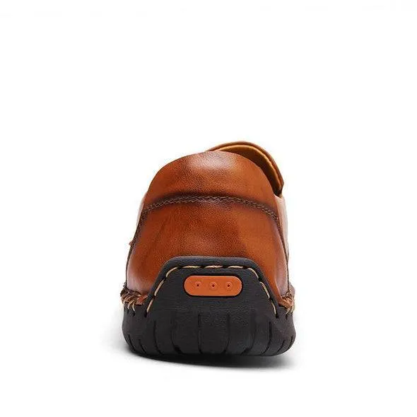 Fanyil Men Hand Stitching Zipper Slip-ons Leather Shoes