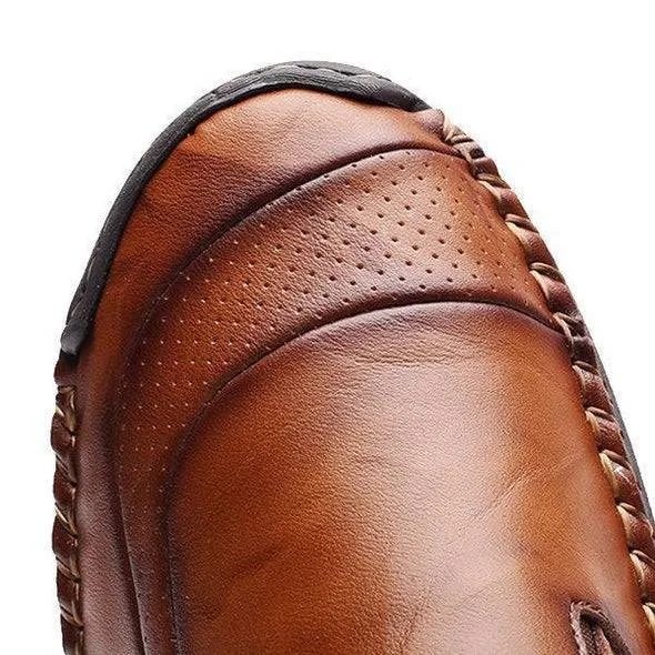 Fanyil Men Hand Stitching Zipper Slip-ons Leather Shoes