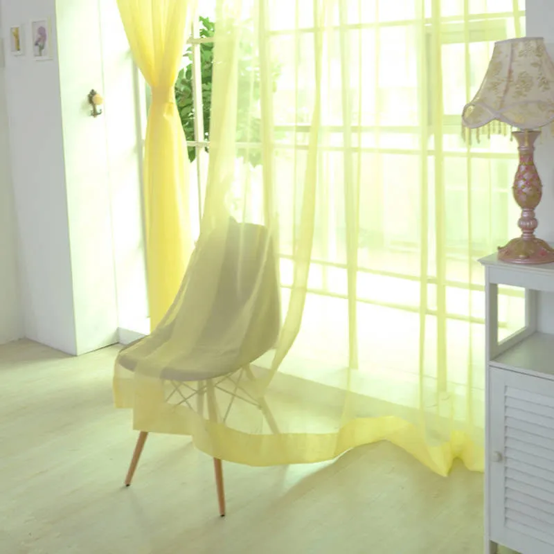 Fashion Colorful Solid Floral Tulle Voile Door Window Curtain Drape Panel Valances Scarf Divider