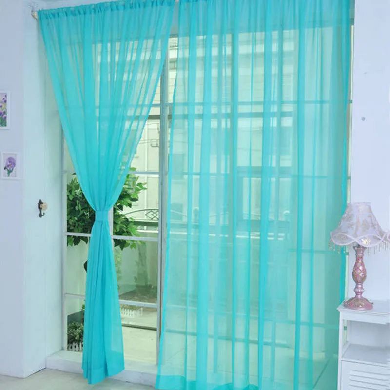 Fashion Colorful Solid Floral Tulle Voile Door Window Curtain Drape Panel Valances Scarf Divider