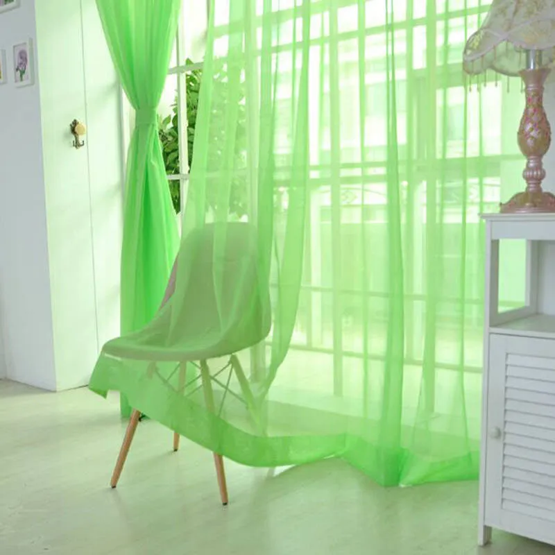 Fashion Colorful Solid Floral Tulle Voile Door Window Curtain Drape Panel Valances Scarf Divider