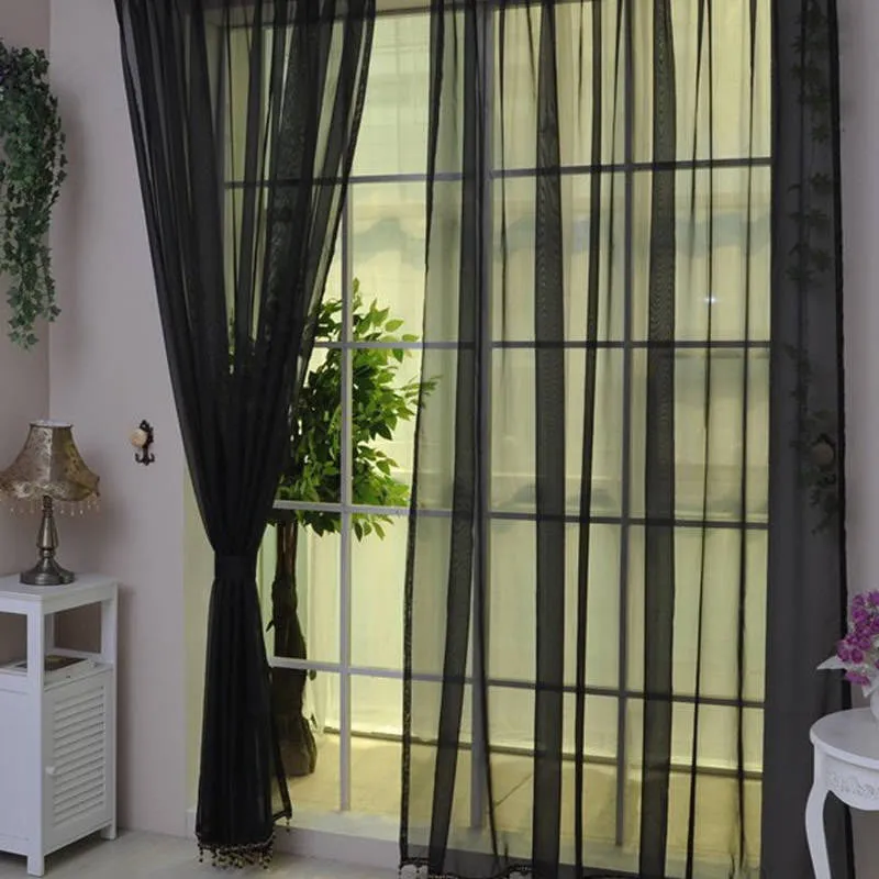Fashion Colorful Solid Floral Tulle Voile Door Window Curtain Drape Panel Valances Scarf Divider