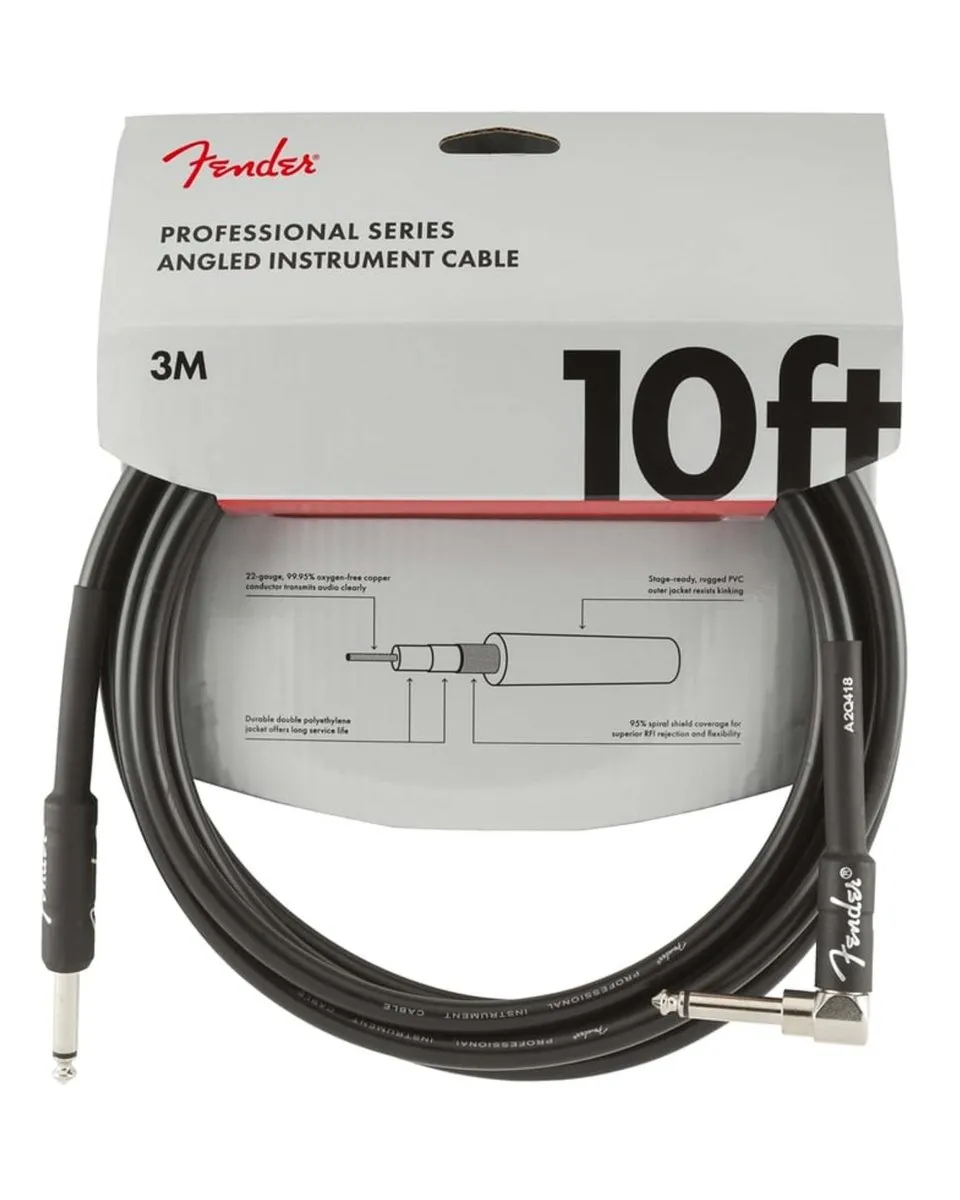 Fender Professional Series Instrument Cable 10' Black [Str/Ang]
