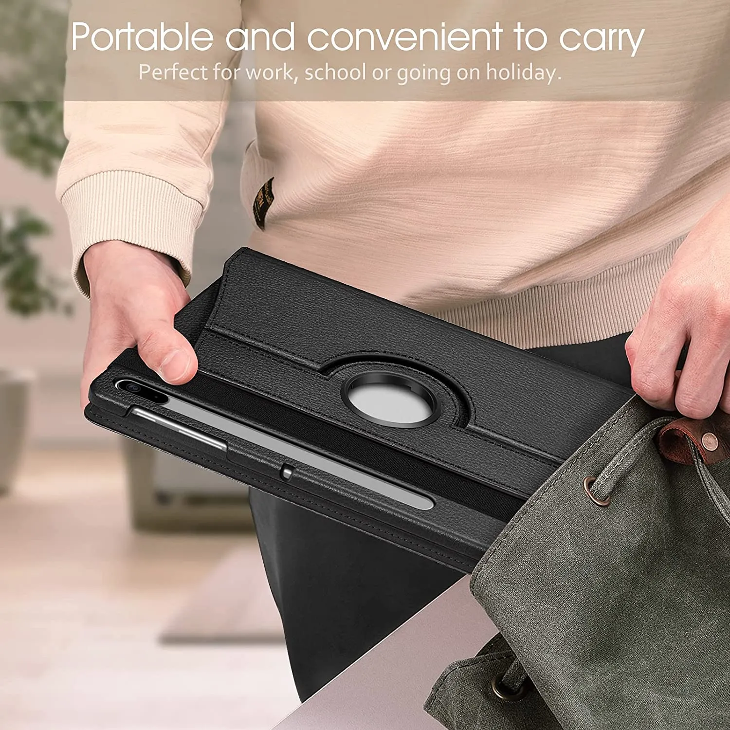 Fintie Rotating Case for Samsung Galaxy Tab S7 FE 12.4 inch 2021 & Galaxy Tab S7 Plus 2020, 360 Degree Swiveling Stand Cover Auto Sleep/Wake (Black)