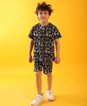 FOOTBALL SHOES T-SHIRT SHORTS SET - BLACK