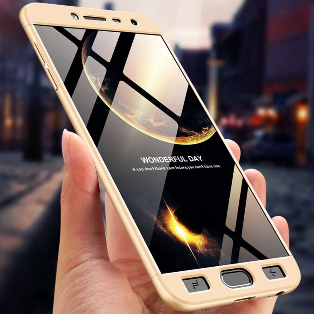 For Samsung J4 2018 Ultra Slim 360 Degree Non-slip Shockproof Full Protective Case Gold