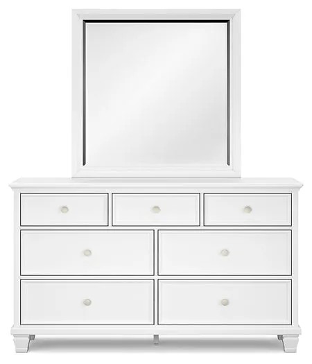 Fortman California King Panel Bed with Mirrored Dresser, Chest and 2 Nightstands