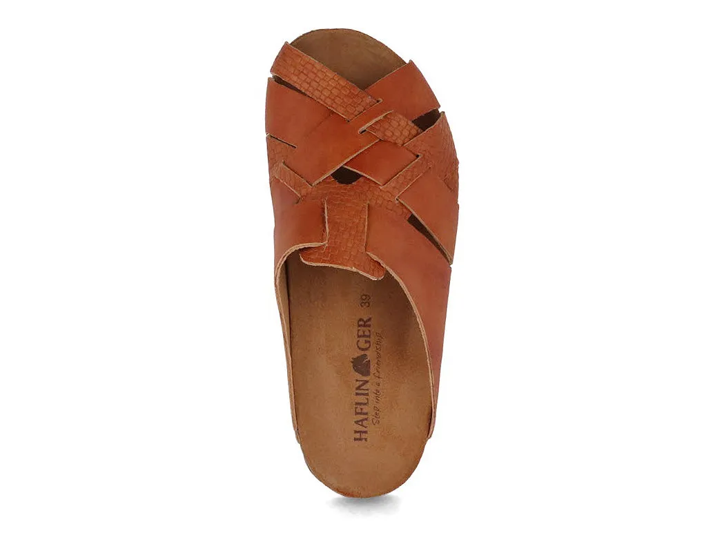 HAFLINGER Women Leather Mules 'Bio Dana', brown verotrenza