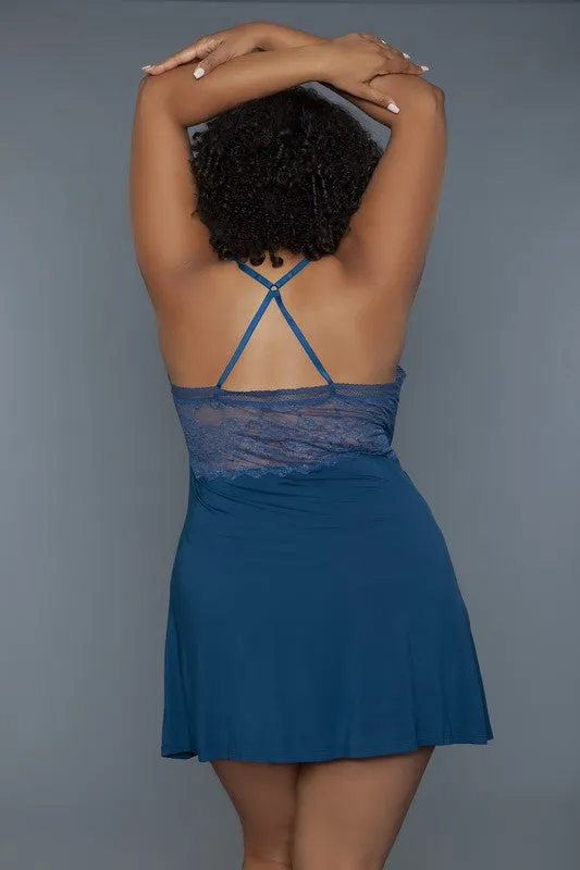 Hailee Lace Babydoll Slip – Knit Modal Lingerie with Crisscross Straps & Lace Accents