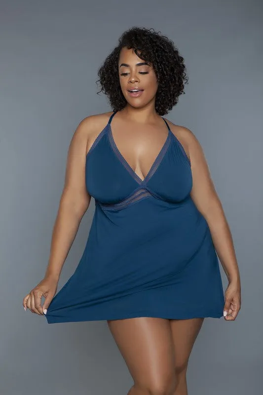 Hailee Lace Babydoll Slip – Knit Modal Lingerie with Crisscross Straps & Lace Accents