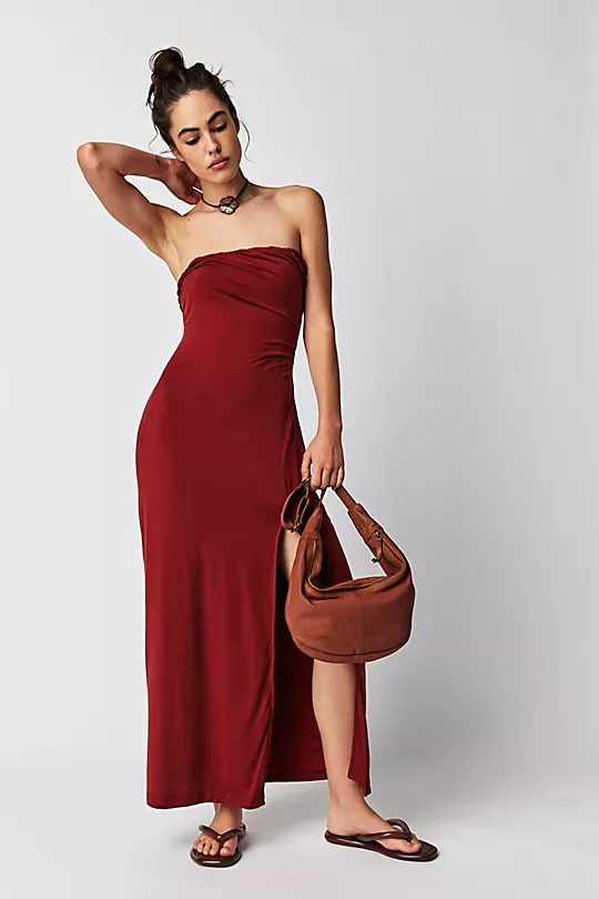 Haley Midi Dress In Russet Acorn