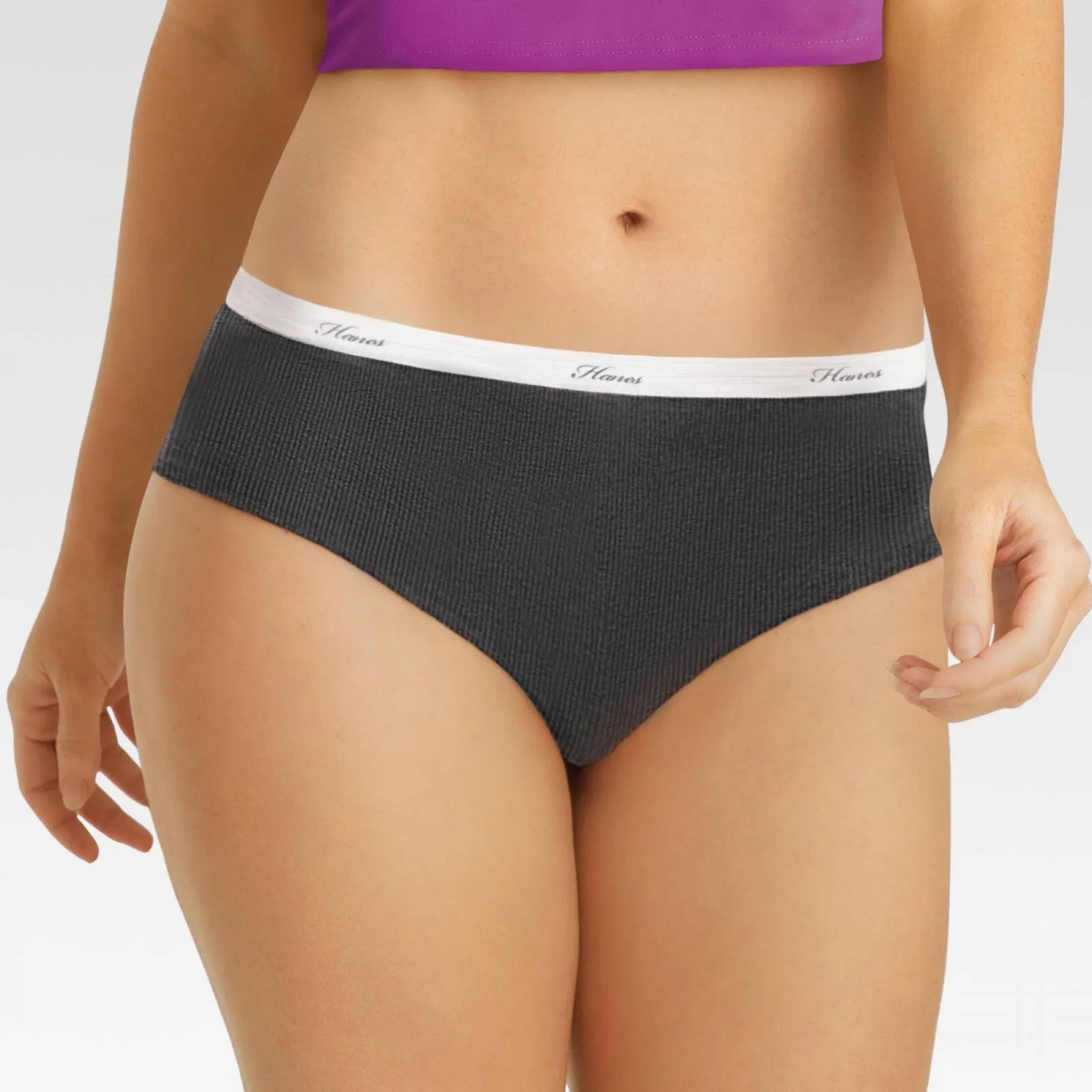 Hanes Women's 5pk Cotton Ribbed Heather Hipster Underwear Colors May Vary 7