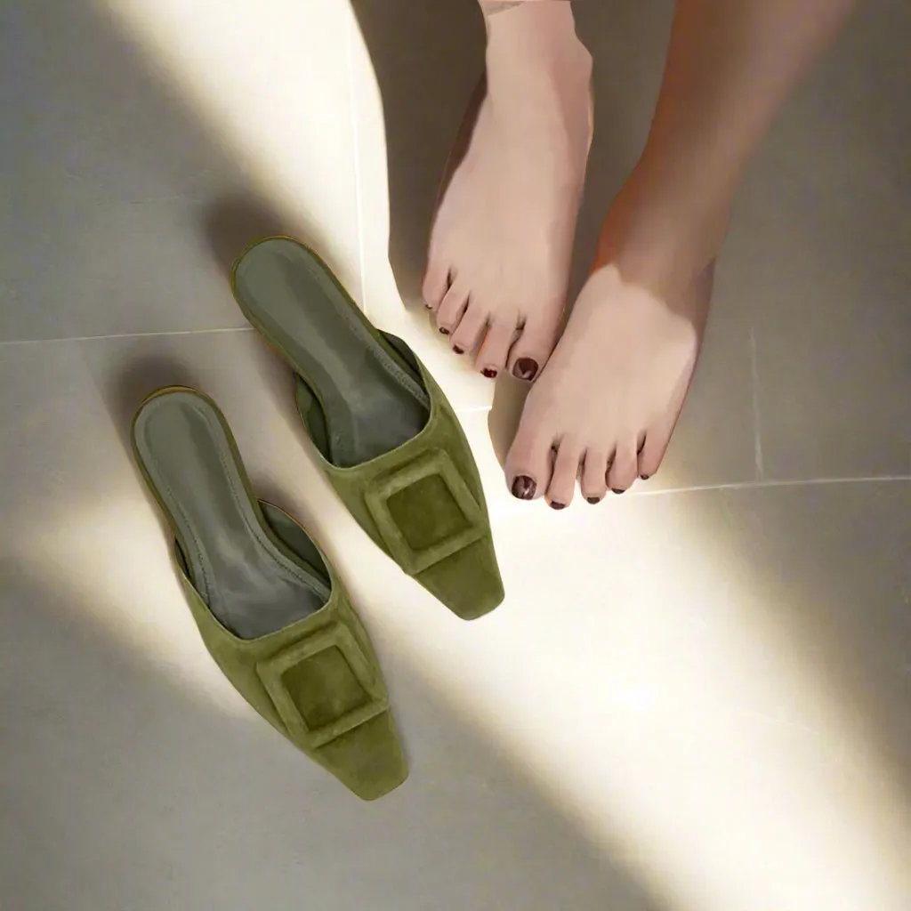 Hannah Suede Kitten Heel Mules