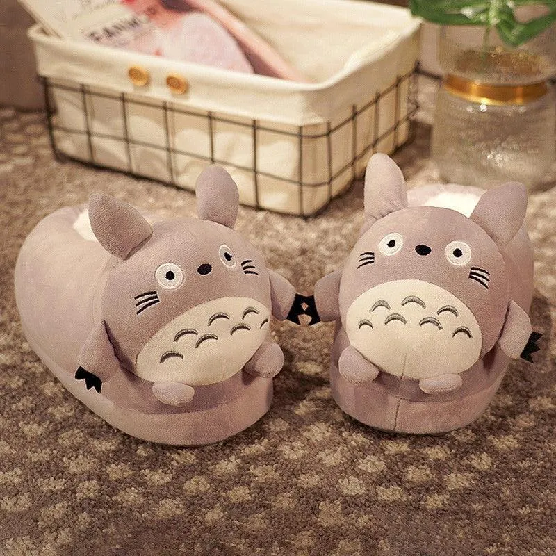 Household Bag With Cute Plush Cotton Slippers