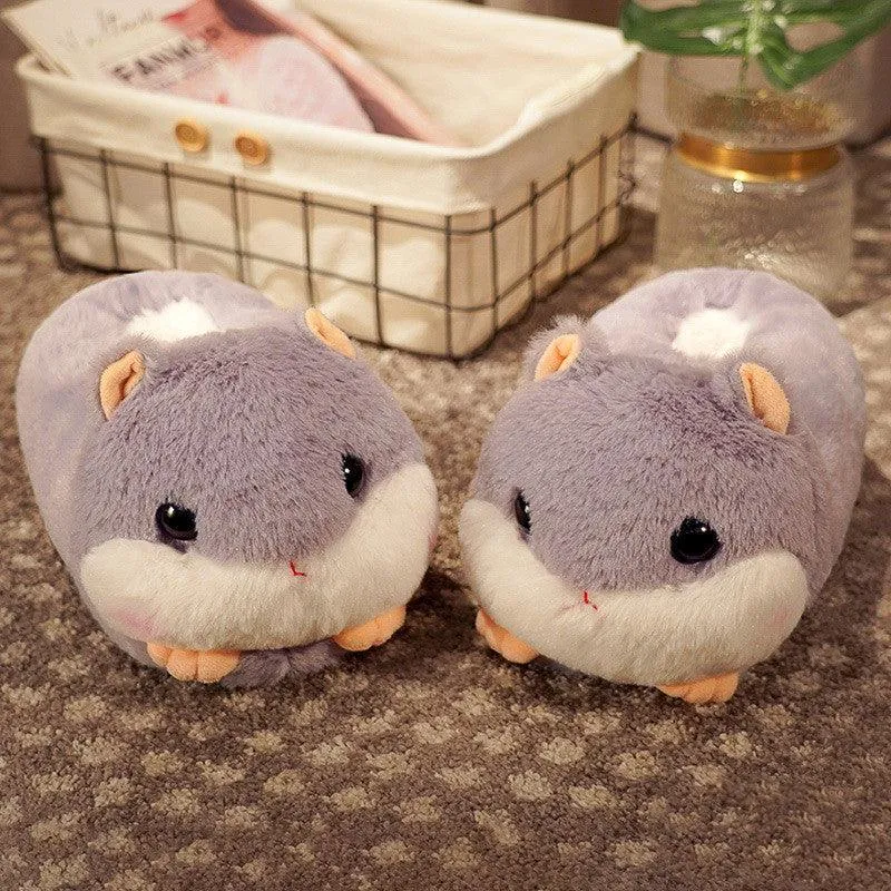 Household Bag With Cute Plush Cotton Slippers