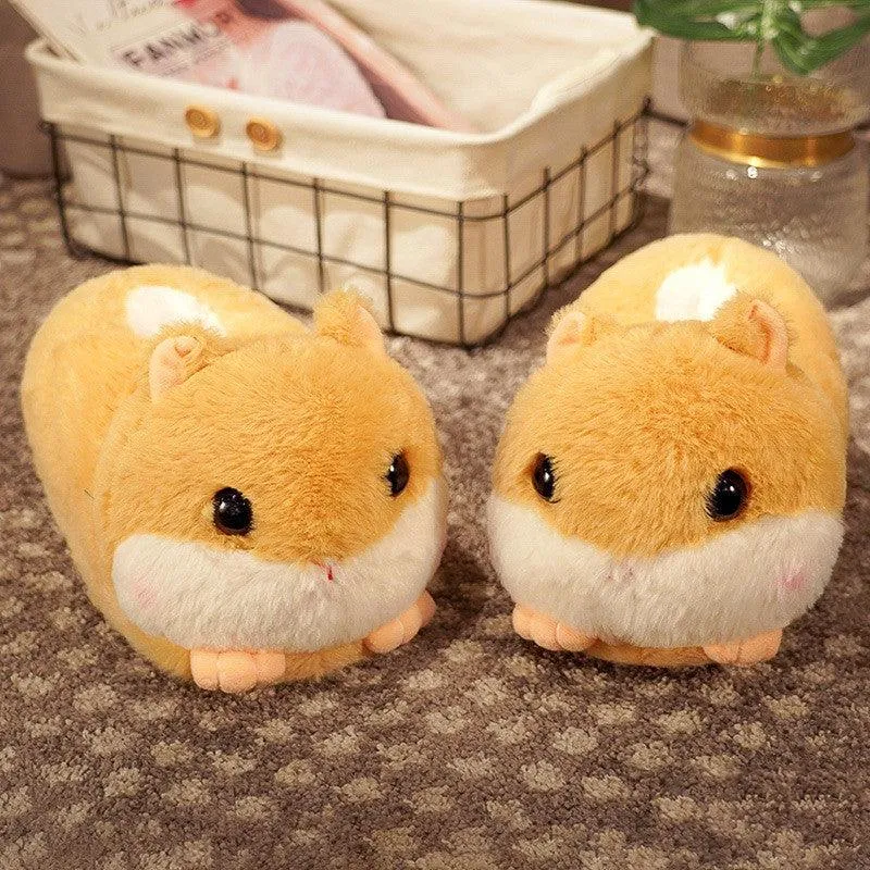 Household Bag With Cute Plush Cotton Slippers